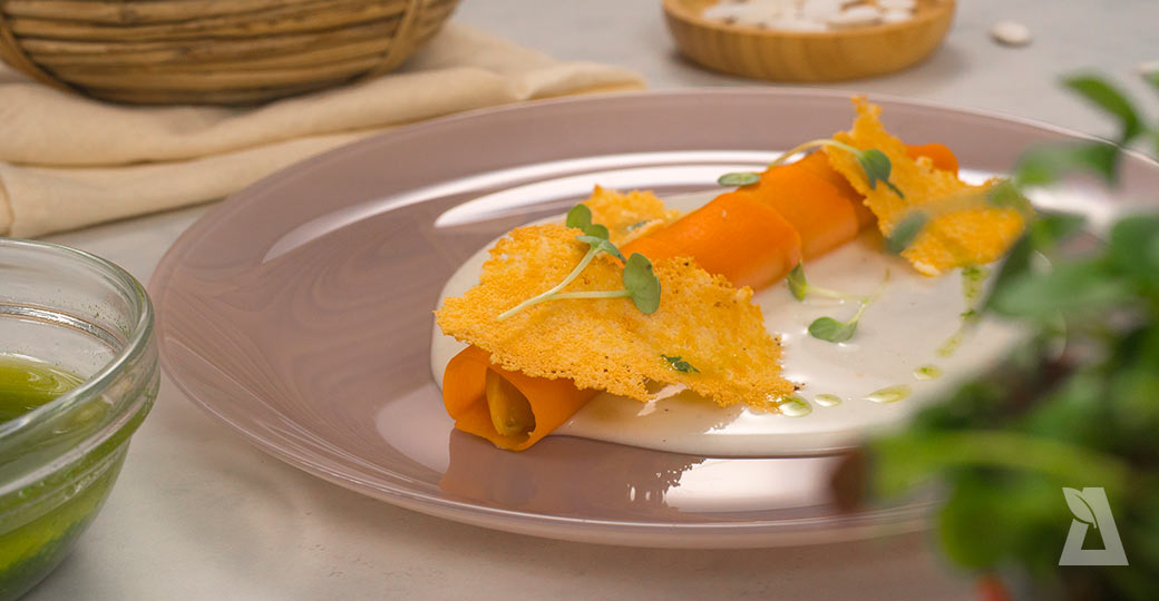 Canelón de calabaza relleno de patata y boloñesa