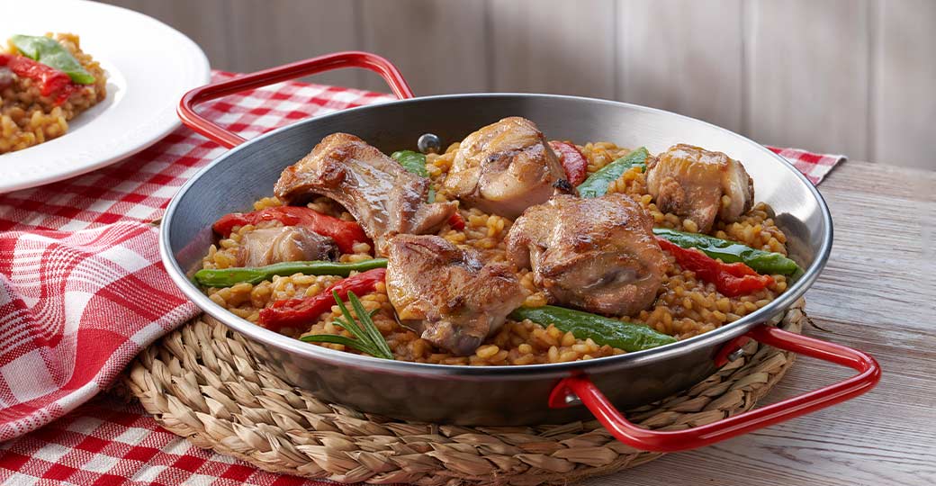Paella de conill amb verdures