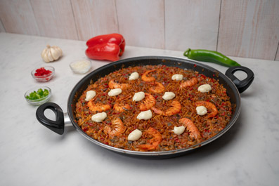 Fideuà amb gambes i escamarlans