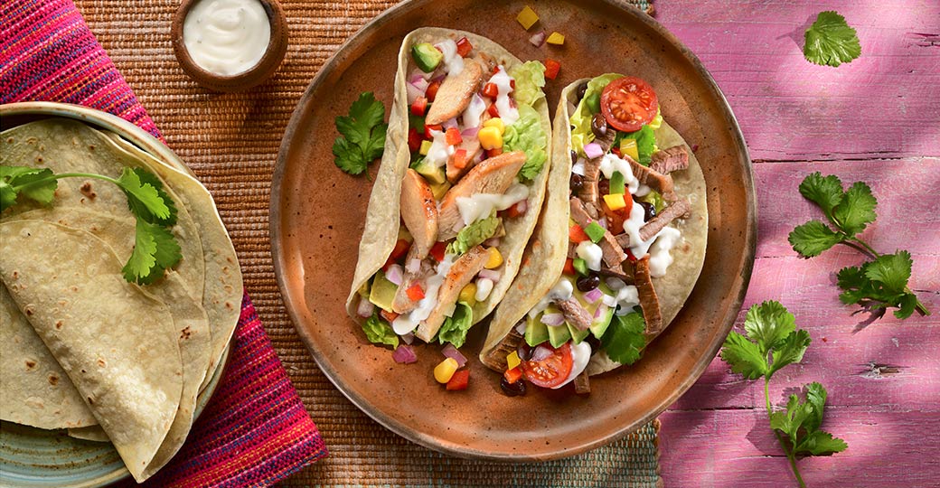 Tacos de pollastre i vedella