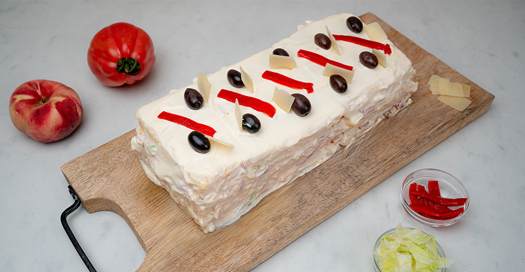 Pastel de verano de pollo y melocotón paraguayo