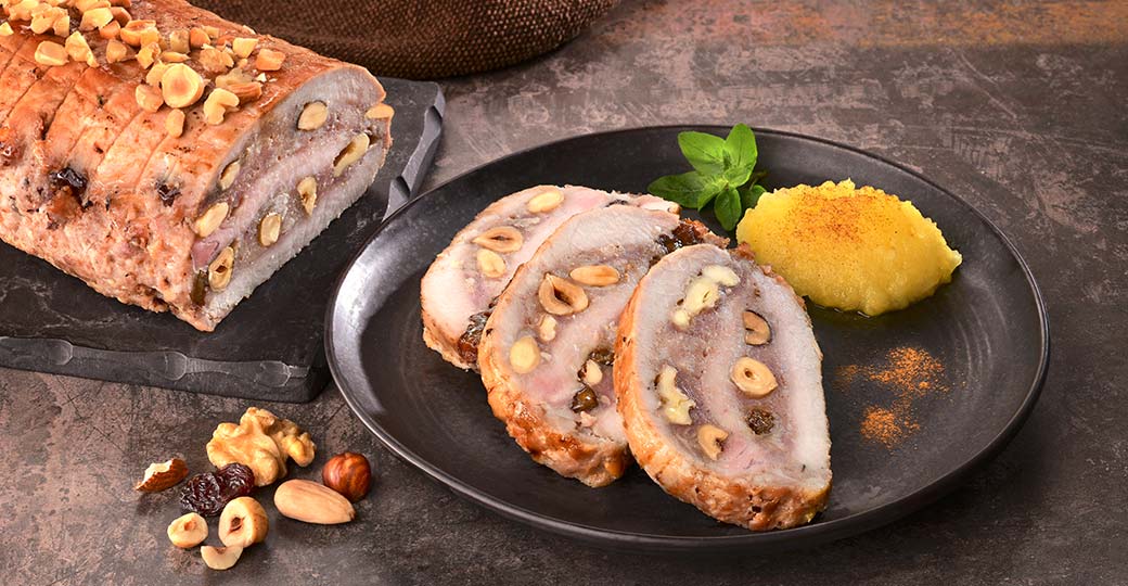 Lomo relleno con frutos secos