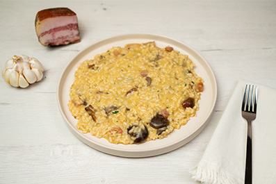 Risotto de guanciale i bolets