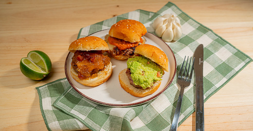 Tres minihamburguesas