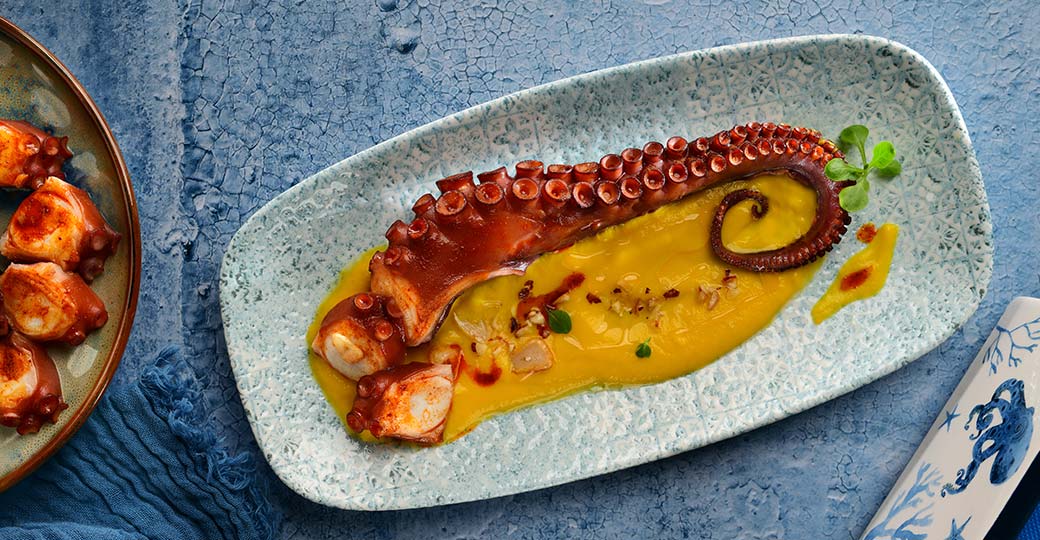 Crema de carbassa amb pota de pop