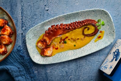 Crema de carbassa amb pota de pop